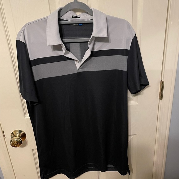 I Lindeberg Kade TX Jacquard Black and Gray Polo Shirt - Picture 3 of 9